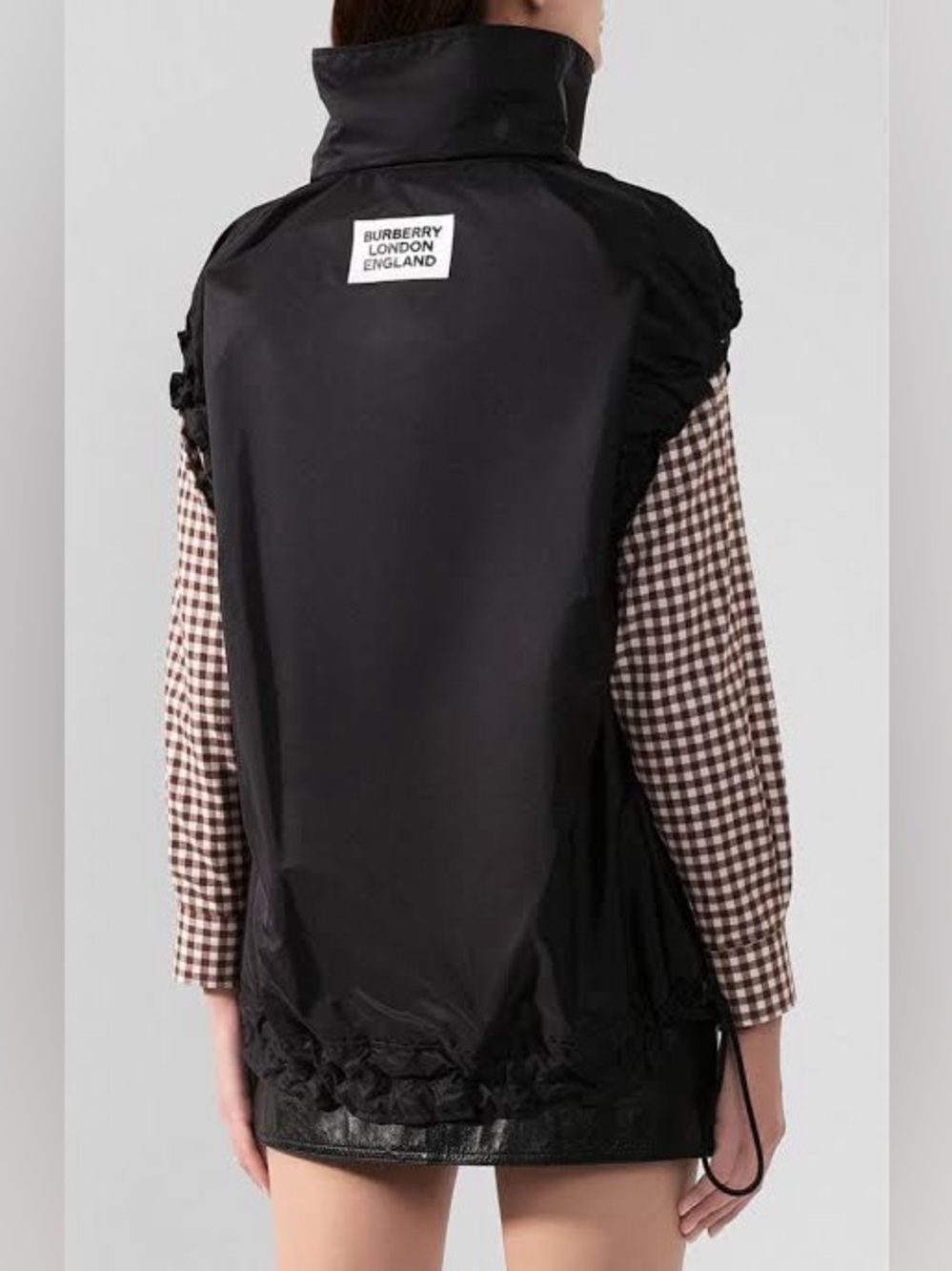 Burberry London Oversized Black Nylon Logo Drawstring Vest